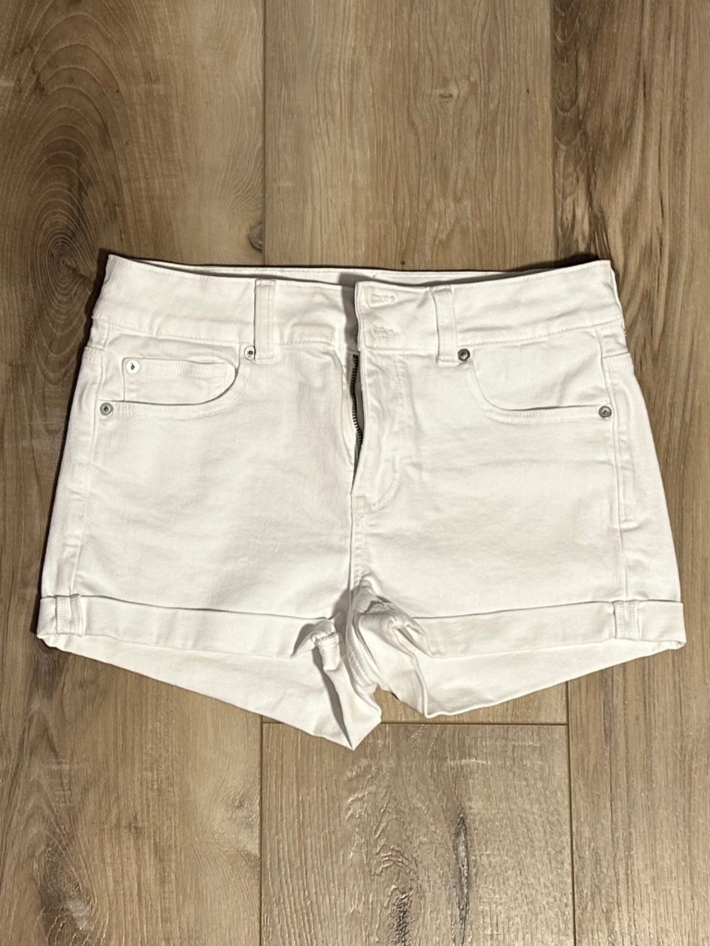 American High-Rise Shortie Jean Shorts - Size is 8